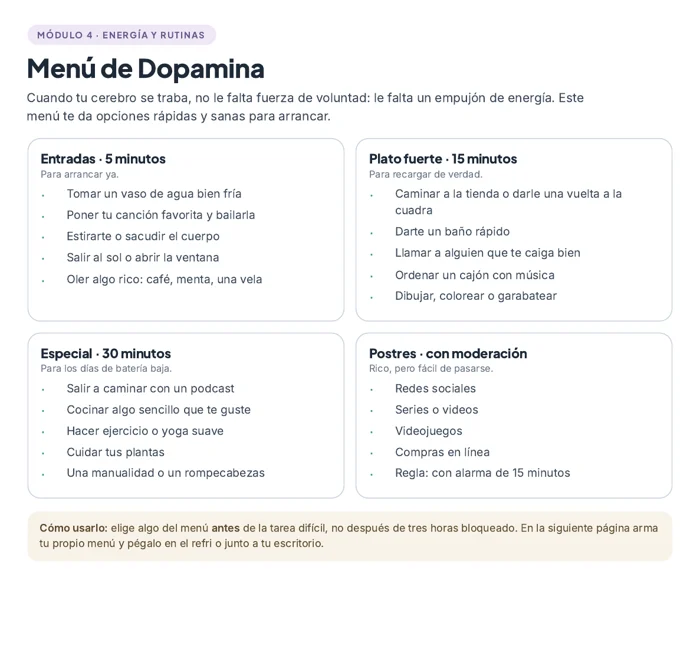 Menú de Dopamina